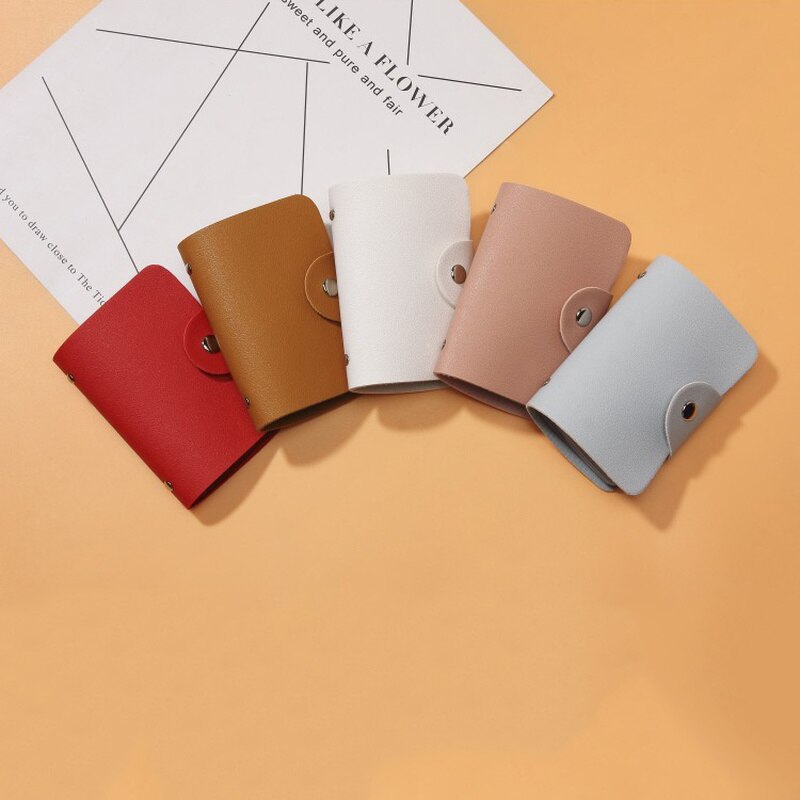 Pu Functie 24 Bits Credit Kaarthouder Effen Kleur Card Case Business Id Card Organizer Draagbare Mannen Vrouwen Portefeuilles Kaarthouder