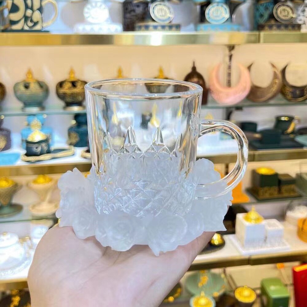 Arabische Koffie Mokken Thee Beker Set Luxe Glazen Kopjes Met Schotel Theekopjes Drinkware Voor Party Thuis Valentine Moslim Ramadan Decoratio: Default Title