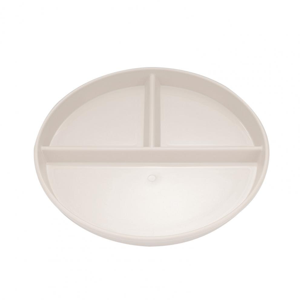 Plat de service léger à bord lisse, plat de stockage des aliments de , plat de service rond divisé en trois grilles pour la maison: Beige
