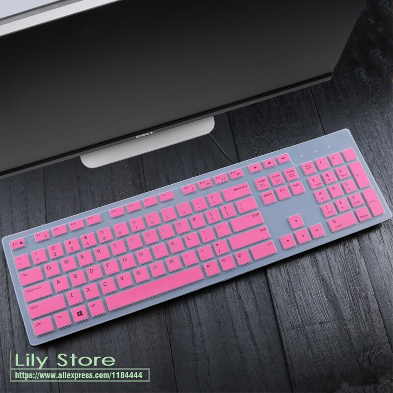 Tastatur Abdeckung haut Schutz für Dell KM636 Drahtlose Tastatur & Dell KB216 Verdrahtete Tastatur Wasserdichte Protector Haut: pink