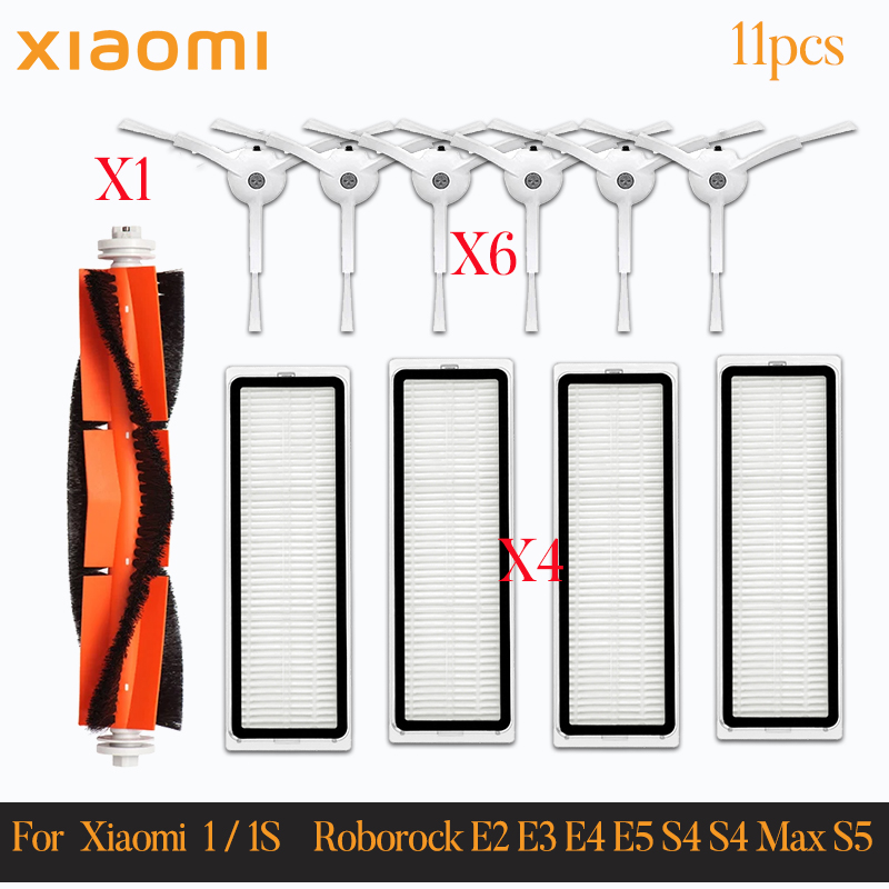 For Xiaomi Mi Robot Vacuum Cleaner 1 / 1S SDJQR01RR SDJQR02RR Roborock E2 E3 E4 E5 S4 S4 Max S5 Main Side Brush Filter: Pink