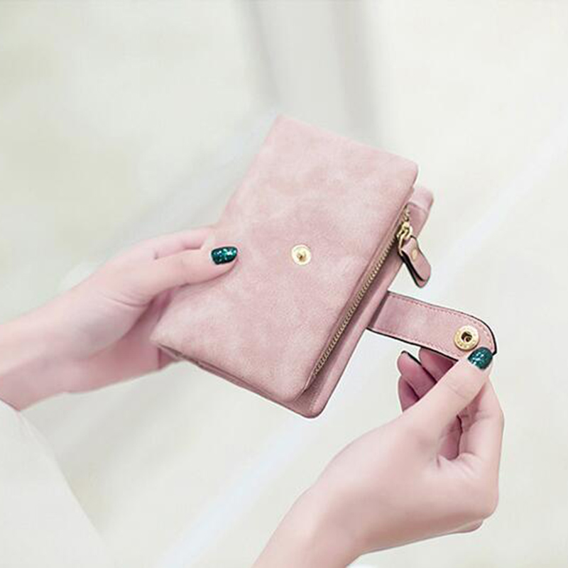 Wallet Bag For Women Female Leather Wallet Matte Short Cartera Mujer Cute Tri-fold Multi-card Lady Phone Purse