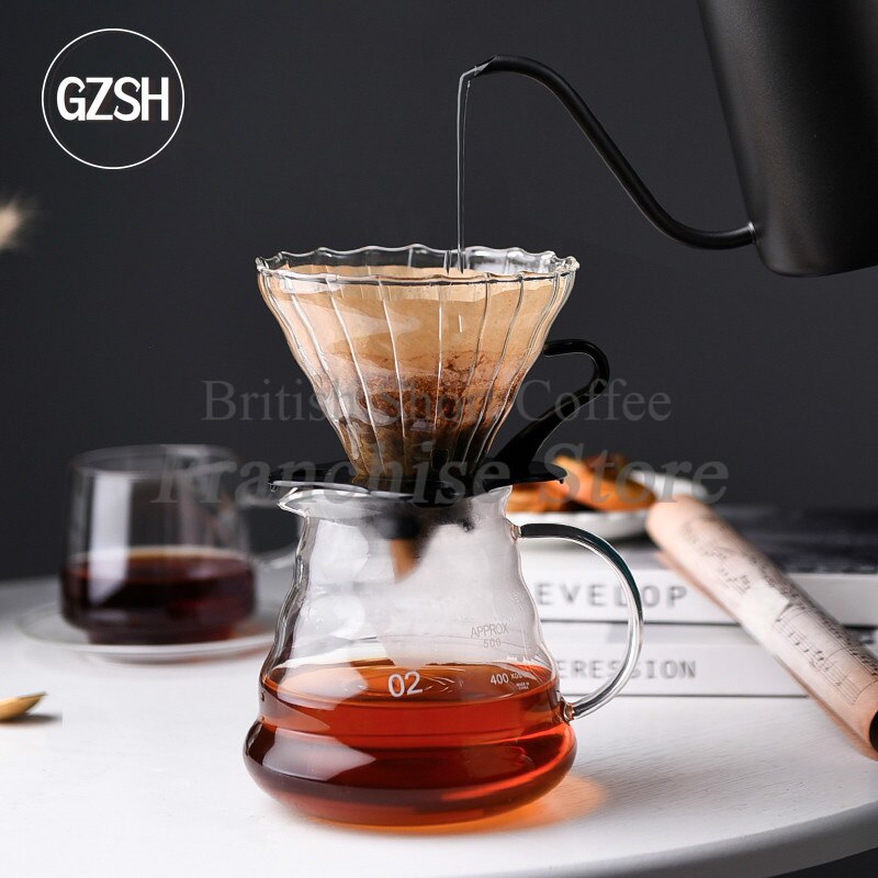 Juego de cafetera con filtro triangular V60, utensilio de punzonado manual para hacer té, caja de para el hogar, ideal para regalar a cafetería