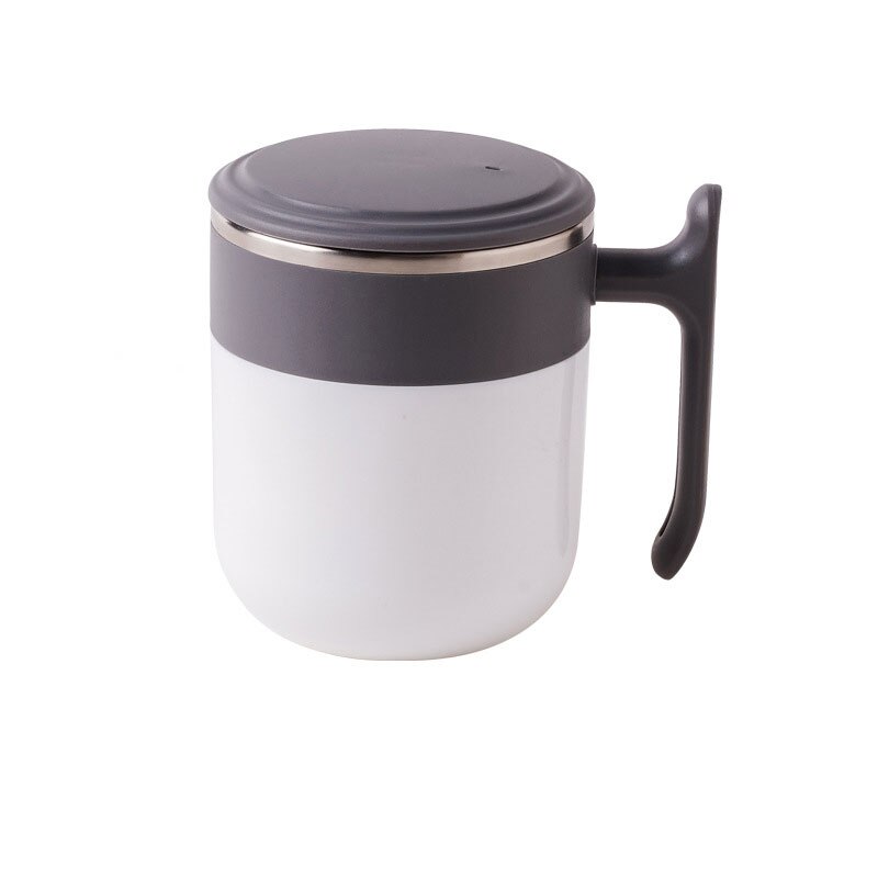 Coffee Mug 300ml Stainless Steel Surface Cup with Lid Lazy Automatic Self Stirring Mug Double Insulated Smart Cup: Light Grey