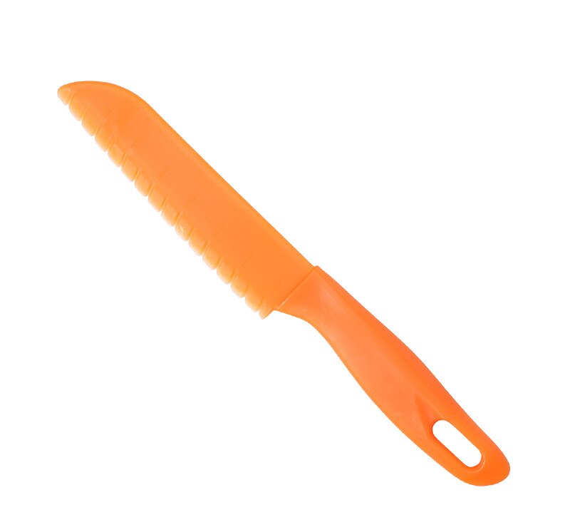 Couteau de cuisine pour enfants, couteau de cuisine pour le pain, laitue, couteau de cuisine en plastique pour les tout-petits, couteau à fruits, couteaux d'office sûrs pour enfants, coupe-dents de scie: Orange
