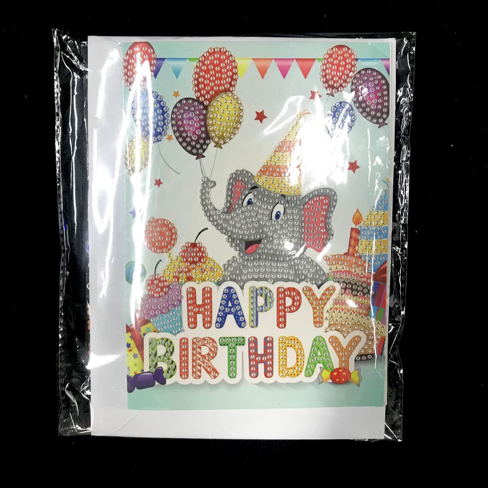Geburtstag karte Diamant Malerei Karikatur Ebene ballon Runde Teil Bohrer einladung knapp 5D Nouveaute DIY Mosaik bild: Purpurrot
