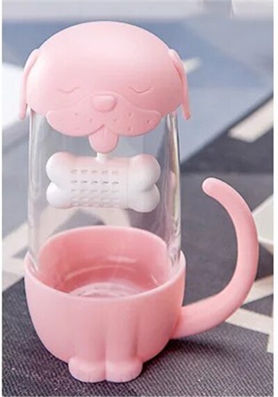 JOUDOO-tasse à thé en verre pour chat mignon, tasse avec filtre pour infuseur de poisson, 35: pink dog