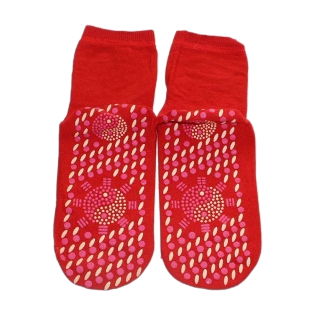 Magnetiske sokker selvopvarmende terapi varme turmalin sokker smertelindring: Rød
