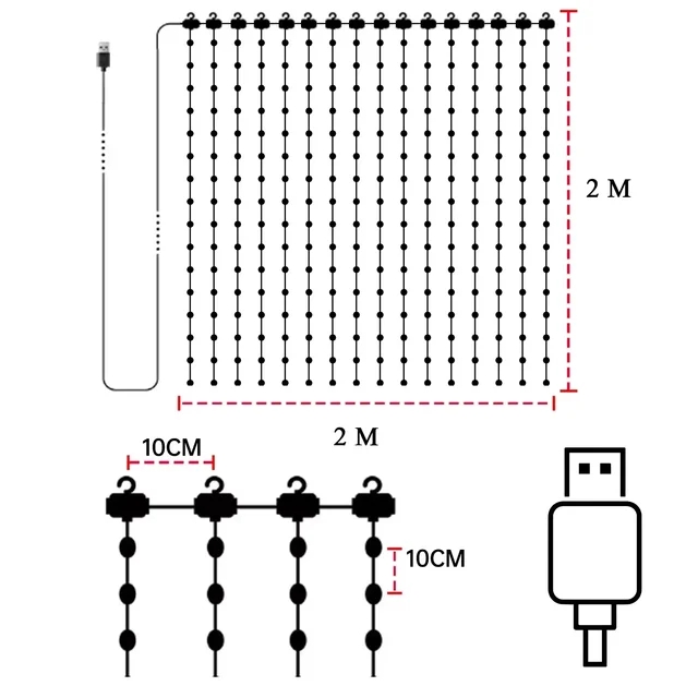 Intelligente Vorhanglichter, 400-LED-USB-Vorhang-Lichterkette mit App-Fernbedienung, Musiksynchronisierung, Weihnachtsvorhang-Lichterkette Ich bin Freien: veränderbar