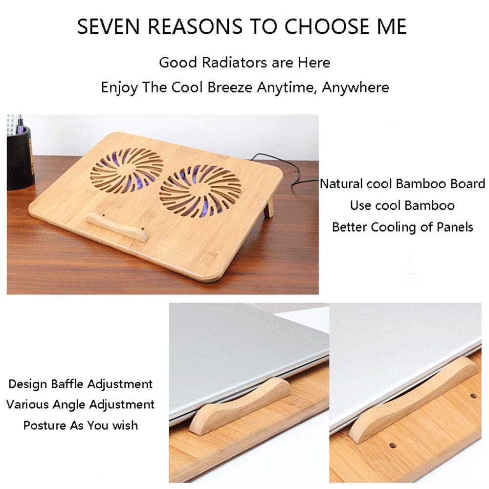 Wood Laptop Stand With Dual Fan Radiator For Desk 10-17.3 Inch Macbook Air Pro 13 15 Wooden Notebook Holder Computer Accessories