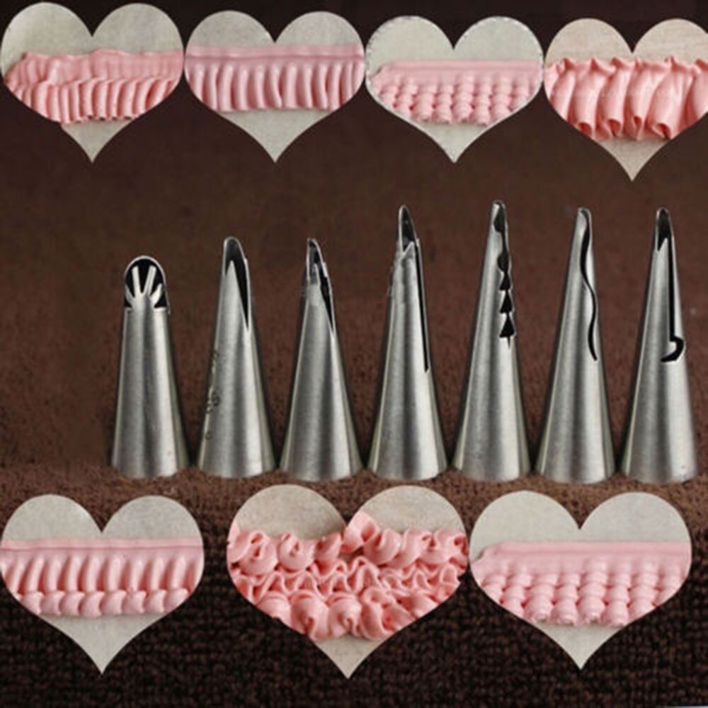 7 Stks/set Bruiloft Russische Nozzles Pastry Bladerdeeg Rok Icing Piping Nozzles Pastry Decorating Tips Cake Cupcake Decorateur Tool