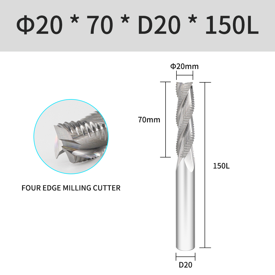 Vack HRC55 Voorbewerken End Mill Carbide 3 Fluiten Voor Staal Ijzer Aluminium Acryl Hout Frees 6 10 12Mm cnc Frezen