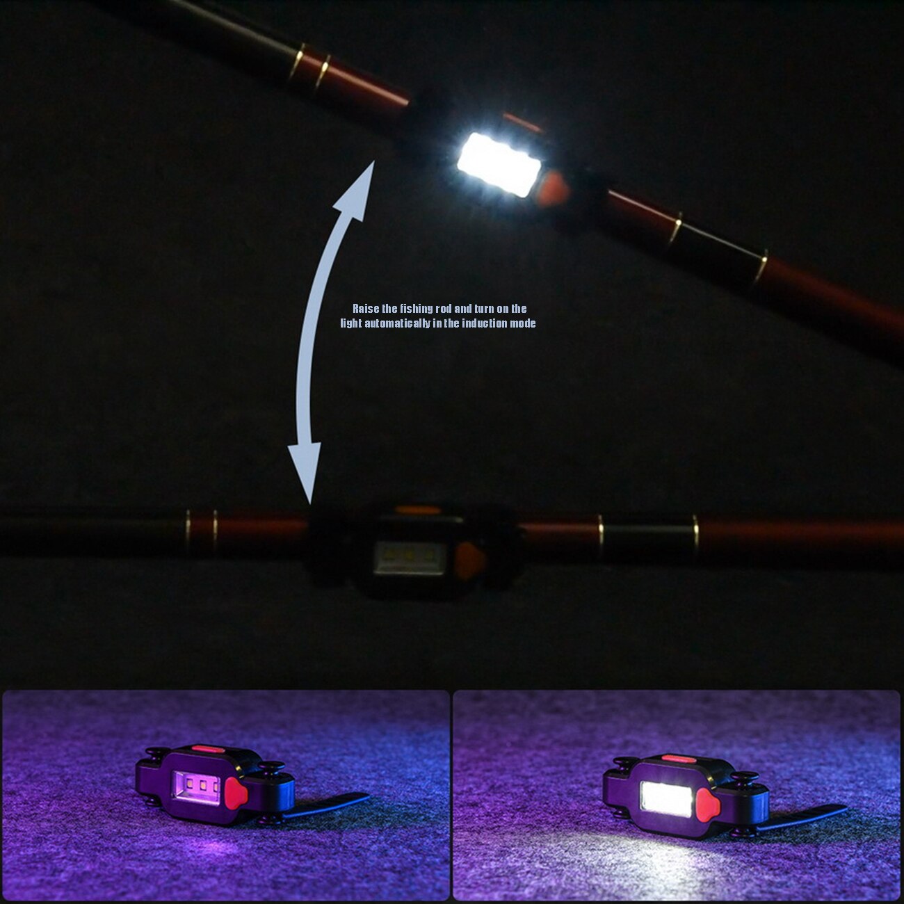 Fishing Rod Sensor Light Electronic LED Gravity Induction Lamp Waterproof Fish Bite Alarm Light For Night Fishing