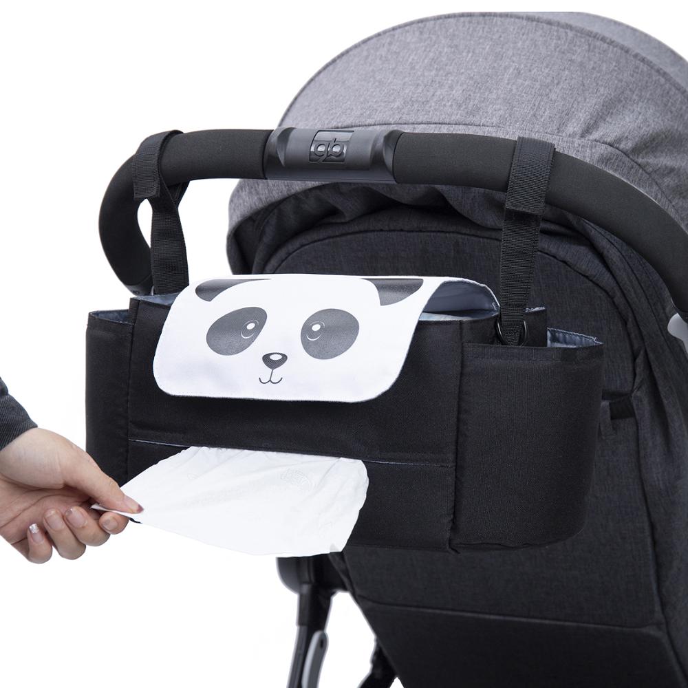 Multifunctionele Kinderwagen Opbergtas Herbruikbare Handtas Luiertas Grote Capaciteit Wandelwagen Hangtas Reisluier Draagtas met Rits Borduurwerk voor Mama Papa (Beer tas