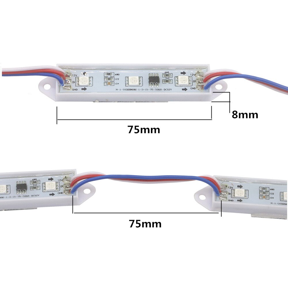 Module LED de colle goutte SMD DC12V 5050, Module numérique Pixel adressable IC externe, pour Sign Shop Sanner Brighter WS2811 2811