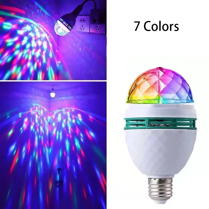 Luz de discoteca E27, lámpara de RGB giratoria, luz LED estroboscópica, Bombilla de discoteca de cristal para de cumpleaños, Club, Bar, KTV, Halloween y Navidad