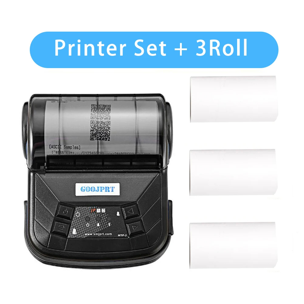 80mm Portable Thermal Printer Wireless Bluetooth Mobile Pocket Bill Printer Android Phone PC Printer MTP-3 Thermal Printer: Yellow / UK Plug