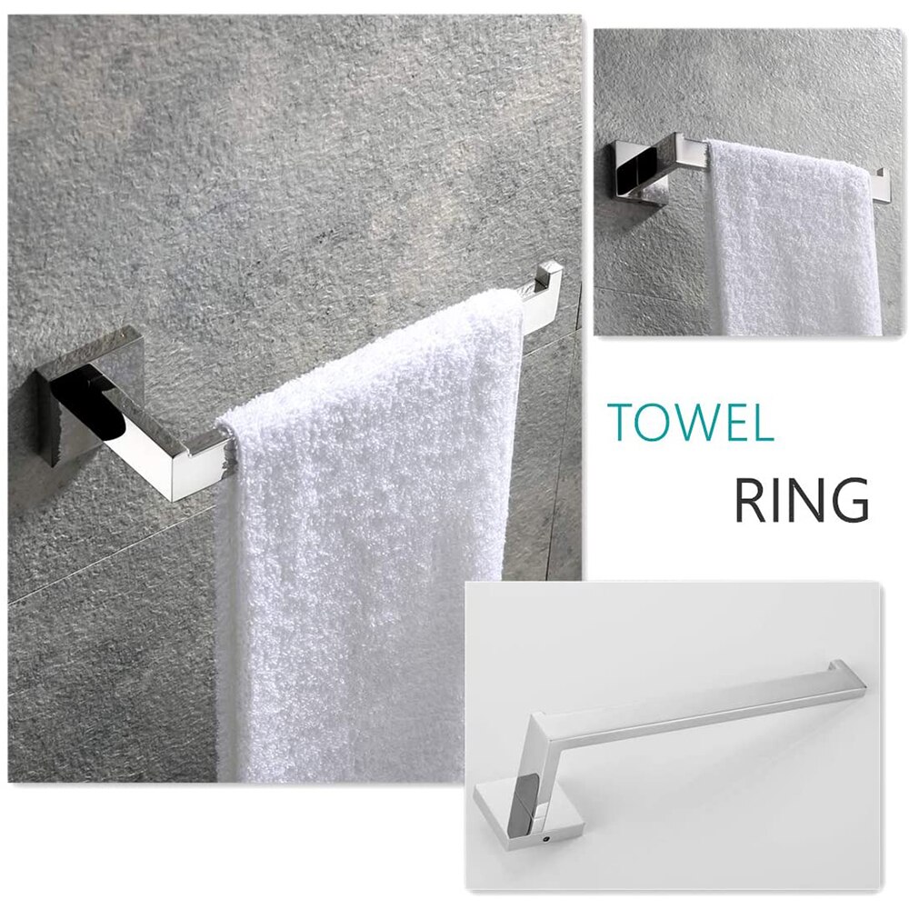 Juego de accesorios cromados para baño, soporte para toallas, ganchos para barra, montaje en pared, soporte para rollo de papel higiénico, colgador de abrigos