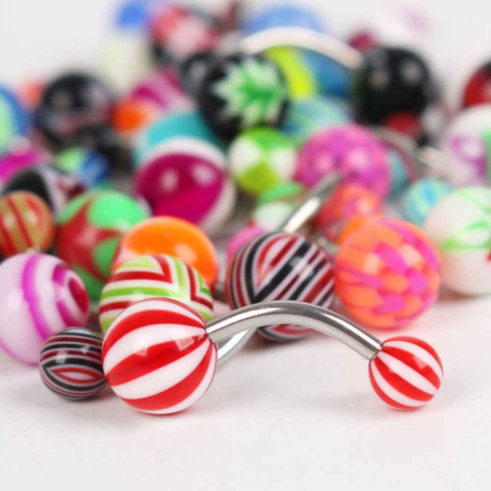 10Pcs/lot 15 Gauge Jewelry Stainless Steel Belly Button Rings Belly Piercings Navel Resin Body Jewelry bolas ombligo