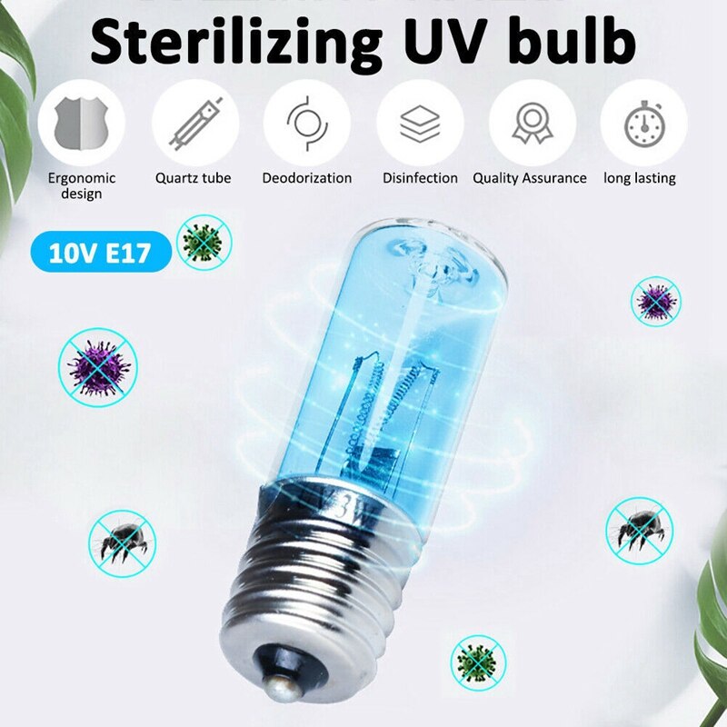 Luces de ácaros UVC, lámpara germicida, Bombilla ultravioleta DC 10V, tubo de luz UV, Bombilla E17 3W, lámpara de cuarzo desinfectante