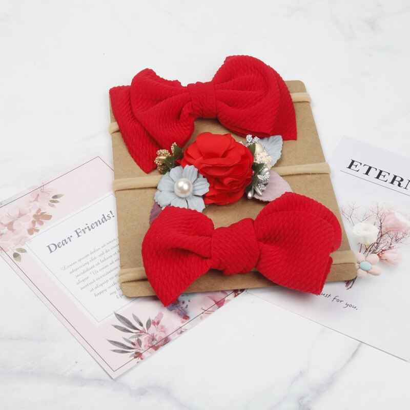 3Pcs/Set Cute Bow Flower Baby Headband For Newborn Elastic Baby Girl Hair Band Turban Haarband Baby Hair Accessories: as the picture 6