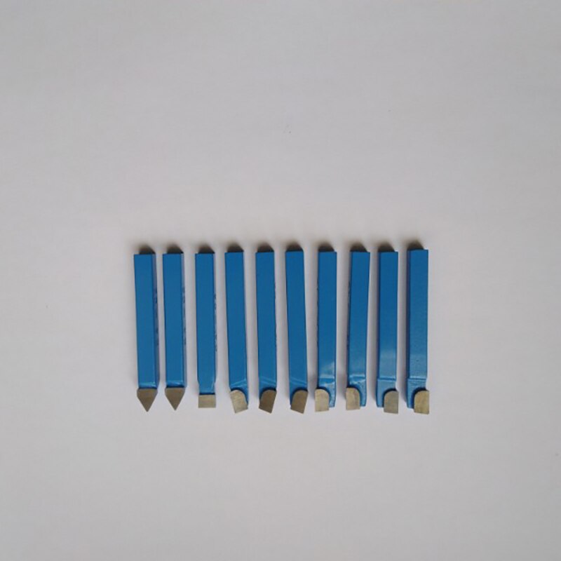 10Pcs Blue Carbide Lathe Tool Bit 1/4Inch Metal Tip Tipped Cutter Set For Cnc Tools