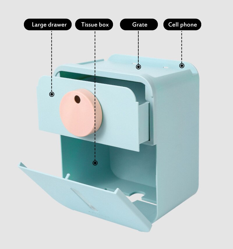 Toilet Paper Roll Holder Towel Holder Wall Mounted WC Roll Paper Stand Case Waterproof Drawer Bathroom Accessories