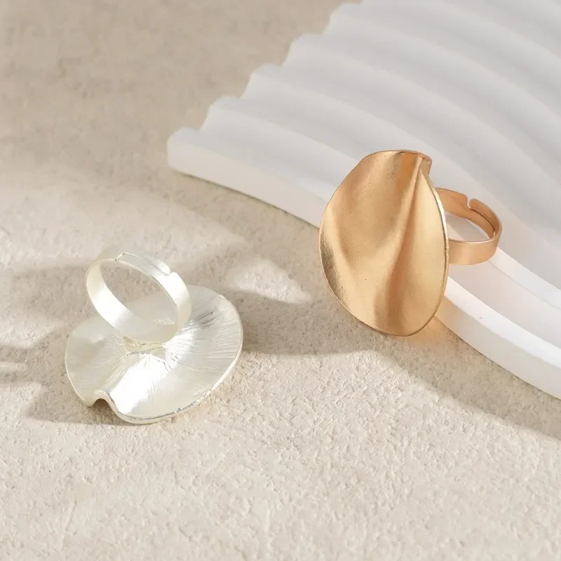 Anillos irregulares gruesos y grandes geométricos de Color dorado y plateado para mujeres y hombres, anillos de dedo con conexión de cuerda elástica con personalidad