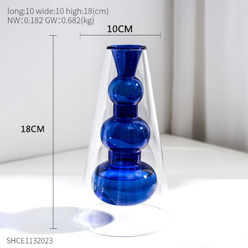 Nordisk stil färgglada glas transparent vas blomsterarrangemang hydroponisk vattenbruk flaska hem vardagsrum bord dekoration: Shce 1132023