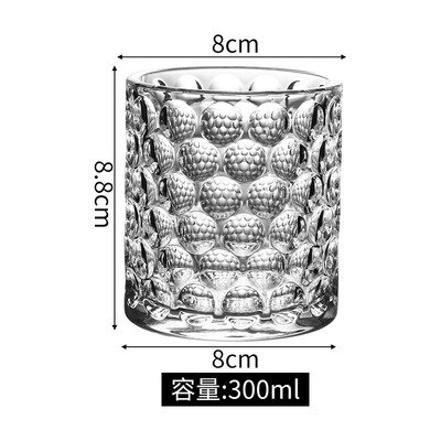 300ml Nordic Relief Pearl Point Whiskey Glass Heat Resistant Lead-free Home Coffee Mug Bar Club Voldka Cocktail Glass Drinkware: Transparent 1pcs