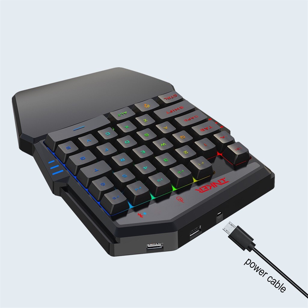Portable Ergonomic Computer Silent PC Gamer Multicolor Backlight One-Handed Game Blueteoth Keyboard Wired Mouse