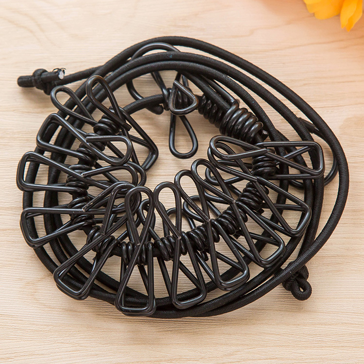 Corde à linge Portable avec 12 Clips (rétractable), corde à vêtements, support de séchage, corde à linge en tissu pour l'extérieur