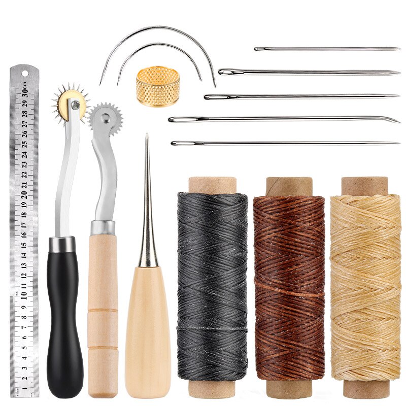 LMDZ Leathercraft Tools Kit With Cutting Knife Waxed Thread Sewing Needles Leather Punch Tools Accessories For DIY: Type 2