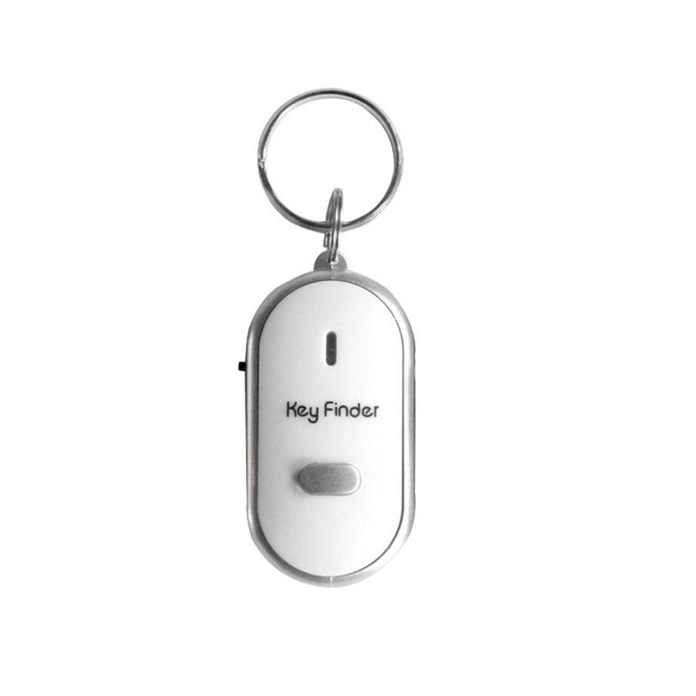 Mini Whistle Anti Lost KeyFinder Alarm Wallet Pet Tracker Smart Flashing Beeping Remote Locator Keychain Tracer Key Finder + LED: white