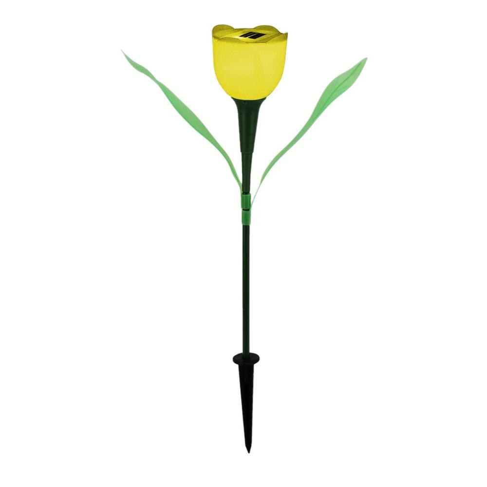 Lámpara Solar de tulipán para exteriores, luz multicolor impermeable para decoración de césped, camino de jardín, patio, 1 ud.: Yellow