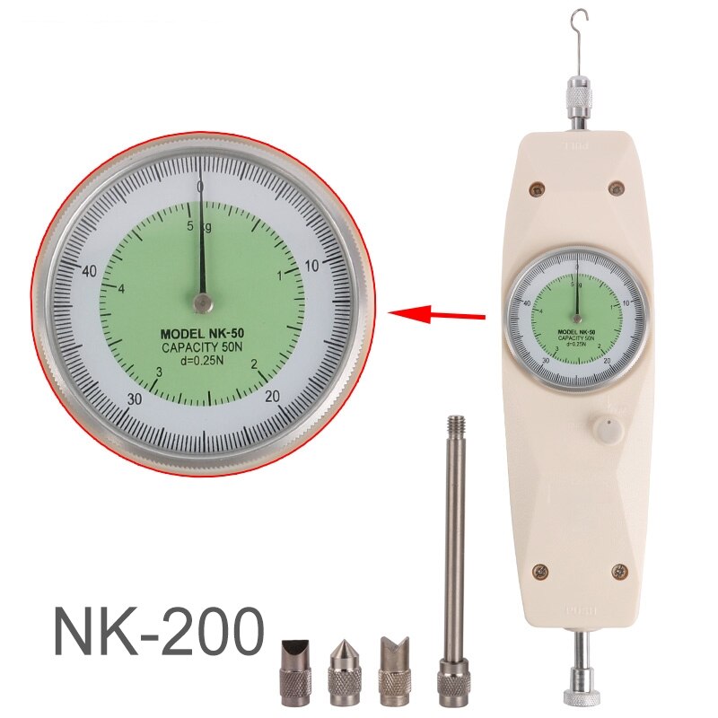 NK-200 Analog Dynamometer Force Measuring Instruments Thrust Tester Analog Push Pull Force Gauge Tester Meter
