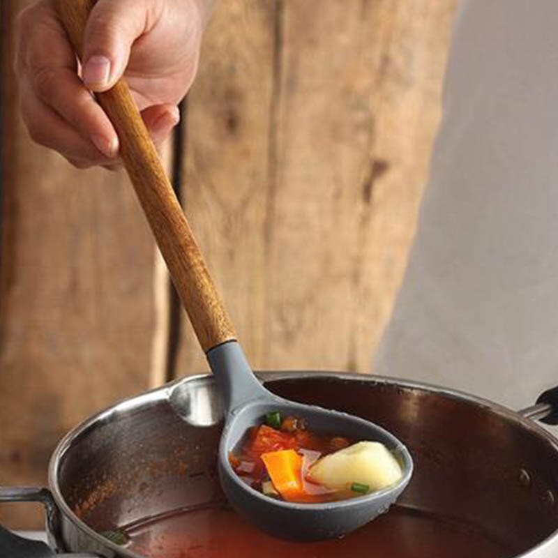 7PCS Silicone Spatulas Cooking Utensils sets Wooden Handle Non-Stick Spatula Spoon Colander Kitchen Cooking Tools Gadget BS