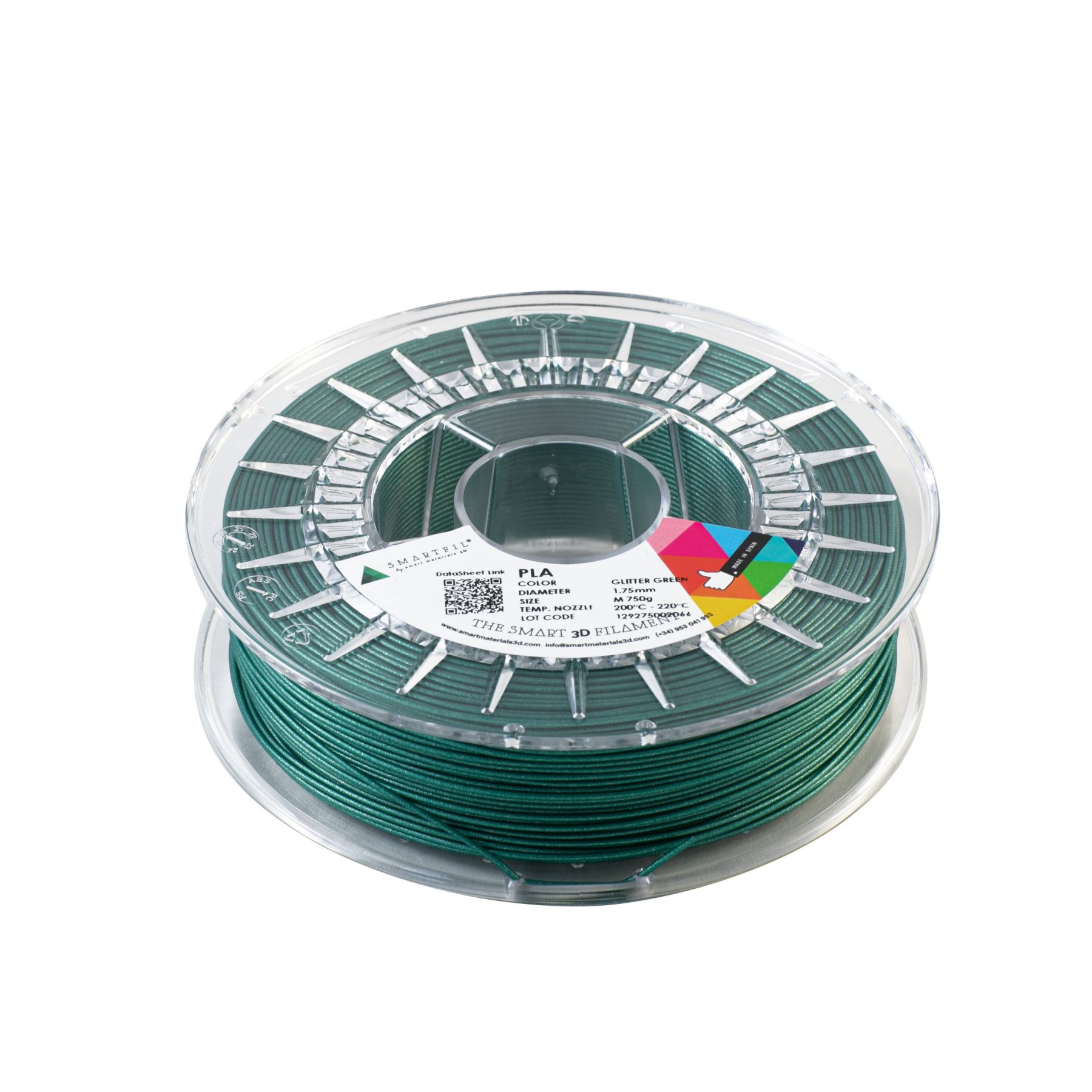 Filamento PLA Glitter Smartfil 1,75mm 750gr Smart Materials Impresora 3D FDM Creality Ender 3 Prusa Fabricado Enviado España: Green