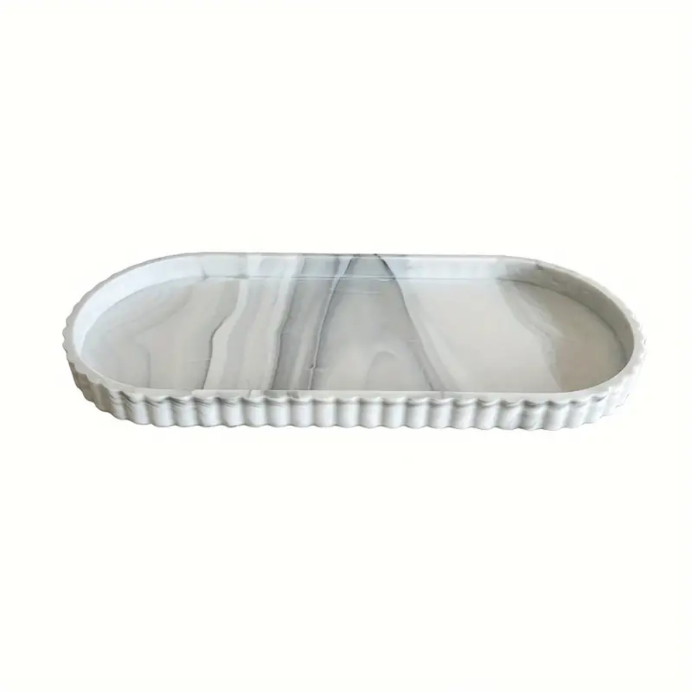 1 paquete de bandeja de almacenamiento ovalada para tocador, bandeja dispensadora de jabón para encimera, bandeja de silicona para encimera de baño, bandeja de almacenamiento de champú y perfume desinfectante para manos, bandeja de exhibición de joyería para accesorios diarios y almacenamiento decorativo: L / Multicolor