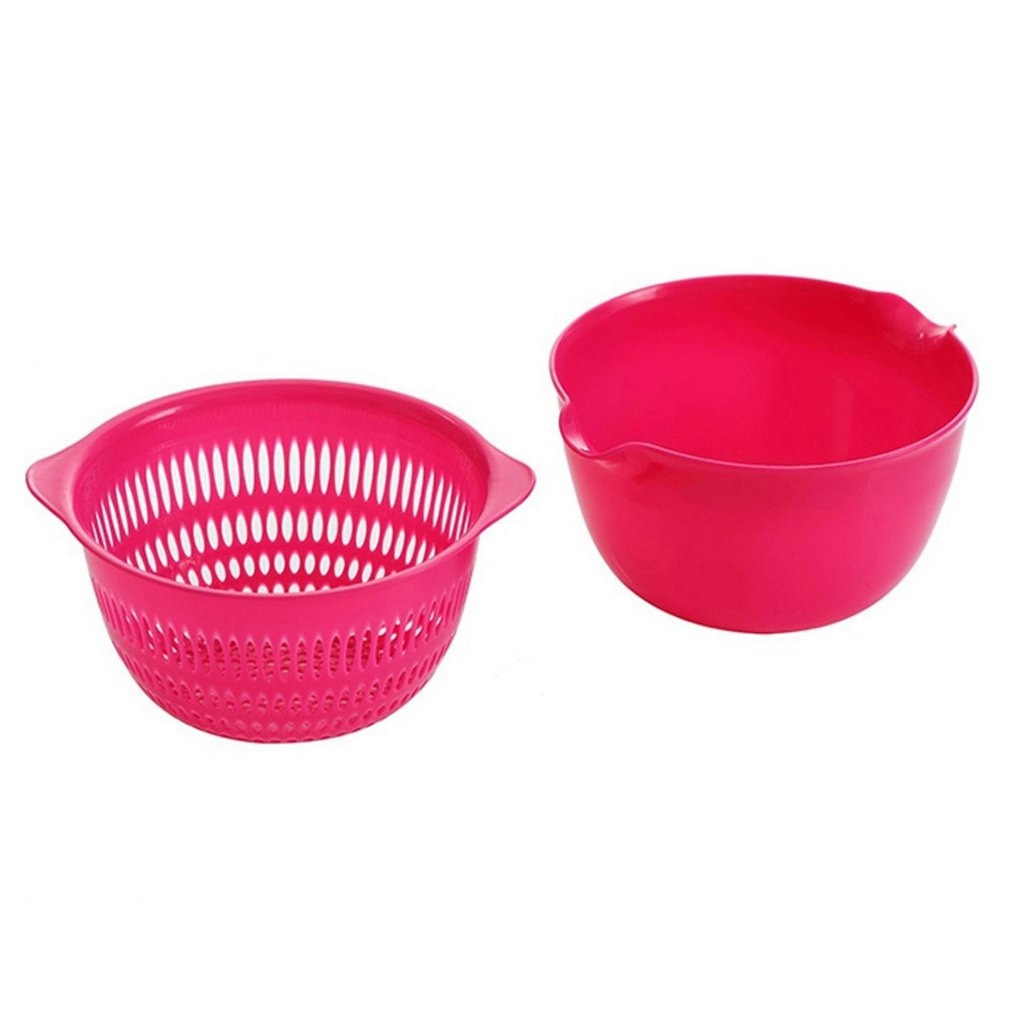 Double Plastic Drain Basket Living Room Wash Fruit Basket Kitchen with Lid Panning Wash Basket Drain Kichen Accessories
