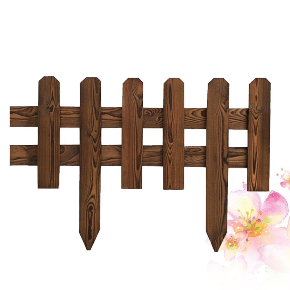 1pc 50x30x2cm Fence Solid Wood Fencing DIY Delicate Garden Courtyard Lawn Guardrail (Brown): Default Title