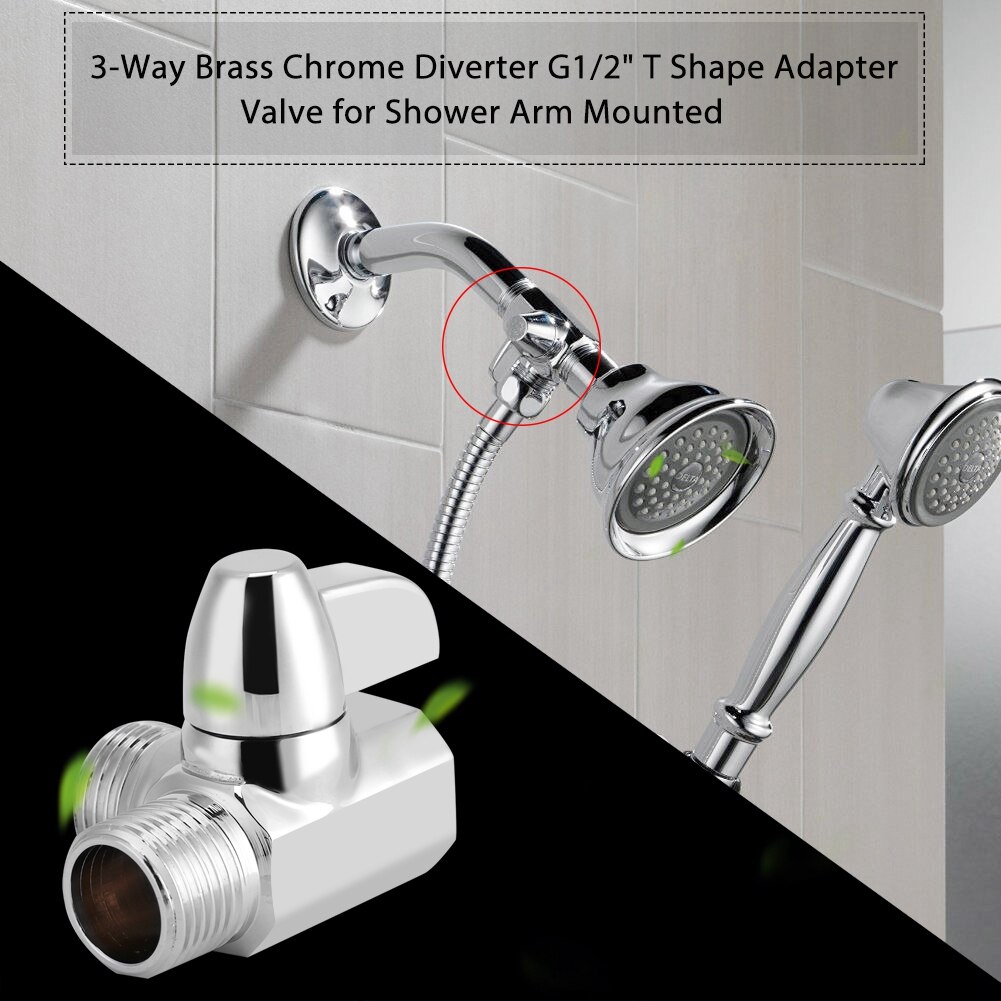 G1/2 Inch Drie Manier Douche Arm Diverter Universele Douchen Component T Vorm Adapter Fitting Om Home Water Systeem