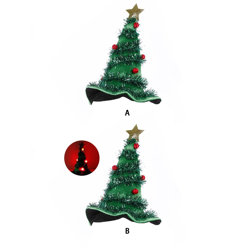 Grön julfest mössa stjärna spetsig hatt santa julgran glödande hattar fiberduk hatt händelse fest rolig mössa