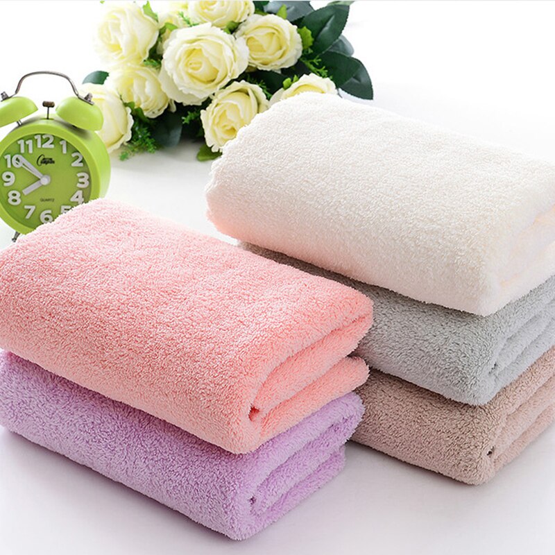Solid Color Coral Velvet Towel Microfiber Absorbent Towel Home Shower Hair Face Hand Towel Breathable Comfort Clean Supplies
