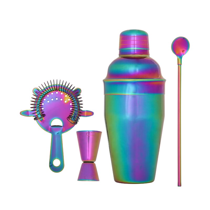 Gradual color Stainless Steel Cocktail Shaker Mixer Drink Bartender Browser Kit Bars Set Tools with jigger spoon