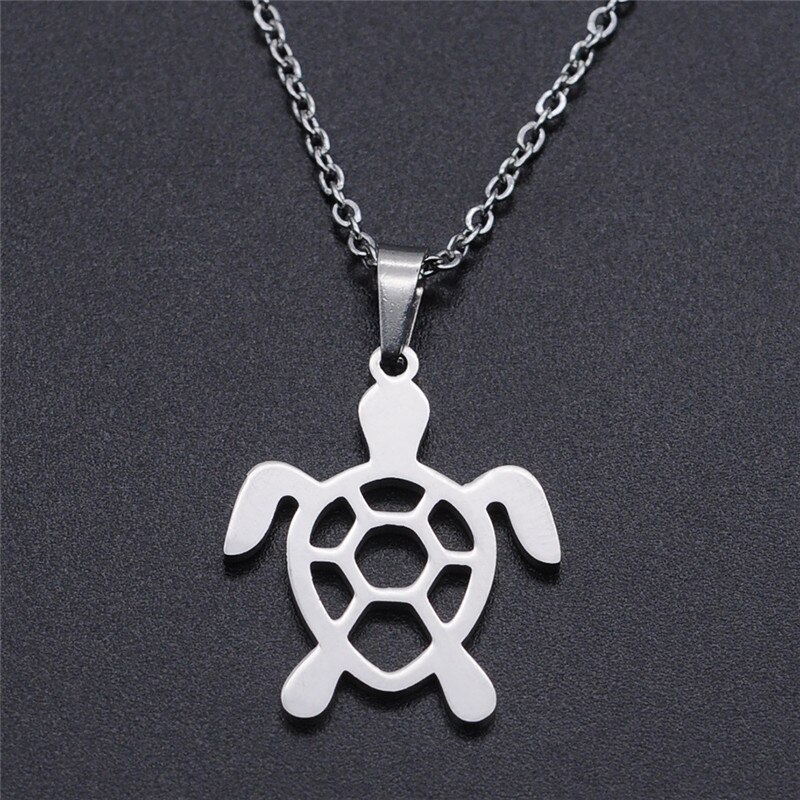 Rinhoo-collar de tortuga hueca de acero inoxidable para hombre y mujer, Gargantilla de animales, joyería para de cumpleaños