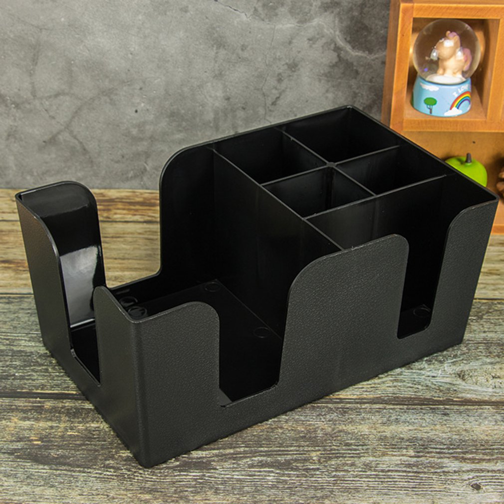Bar Plastic Bar Condiment Aide Storage Napkin And Straw Holder Black Durable Storage Box Organizer Tissue Box Office Home Decor