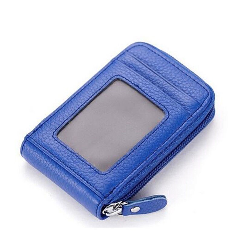 Leather Unisex Card Holder Wallets Female Credit Card Holders Women Pillow Card holder Purse: Blue