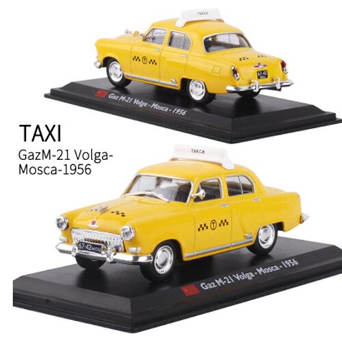 1:43 Scale Metal Alloy Classic FIAT FORD Cab Taxi Car Truck Model Diecast Alloy Car Model Auto Vehicles Toys For Collection: Volga Mosca 1956