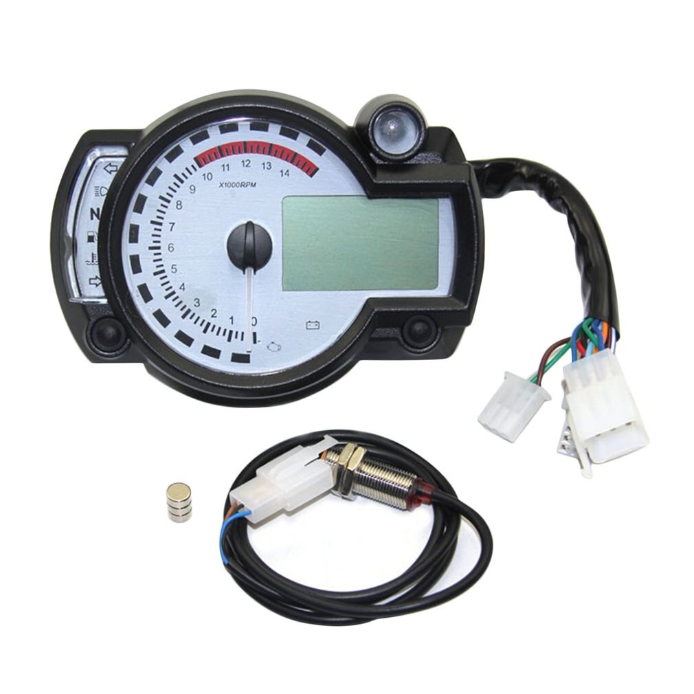 Universal Motorcycle Digital Odometer Adjustable LCD Tachometer Speedometer